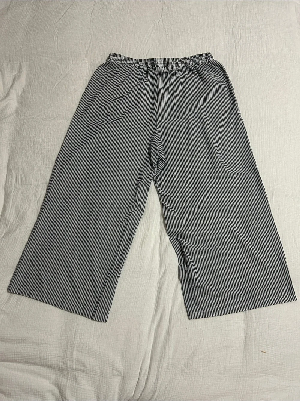 SHEIN dark blue & White Pinstripe Wide-Leg Drawstring rSweatpants